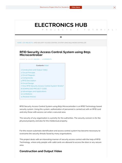 rfid security system using 8051|rfid 8051 access control.